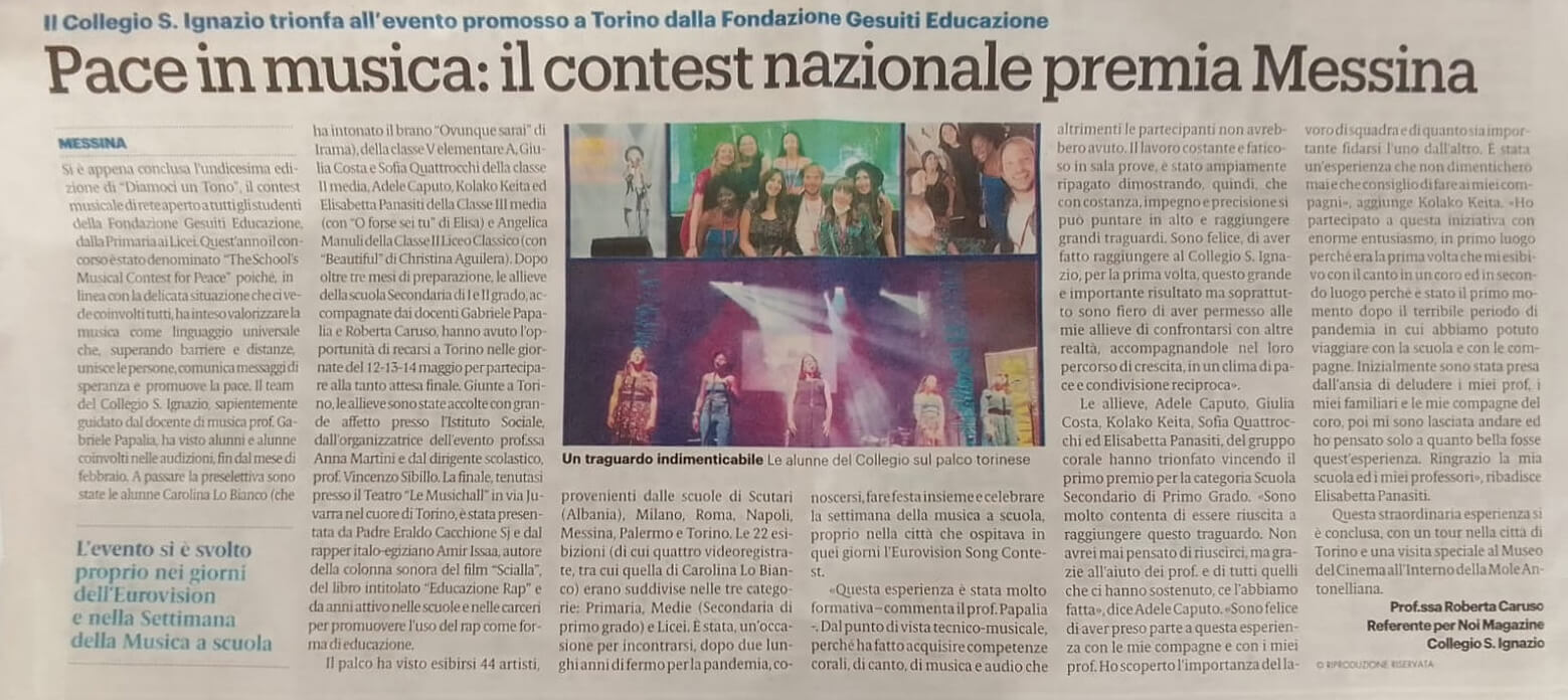 Pace in musica: il contest nazionale premia Messina